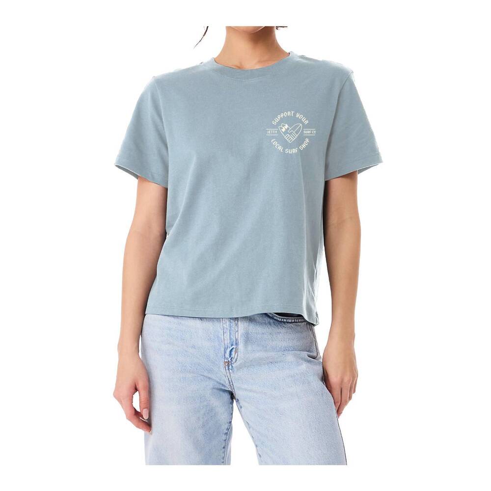 NEW JETTY women's surf shop day t-shirt in denim